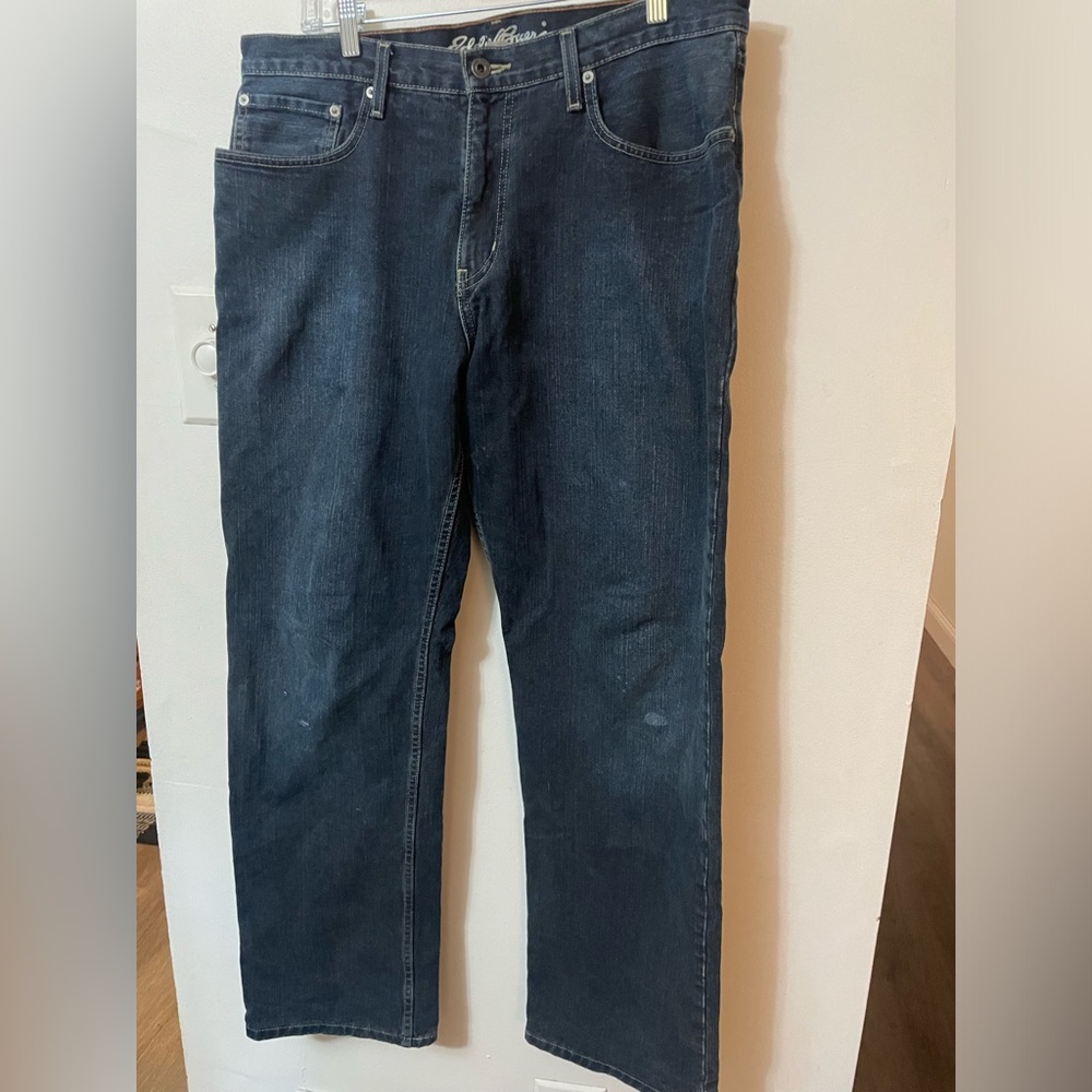 Eddie Bauer Relaxed Blue Jeans Men's 35x32 Dark Wash Cotton Denim